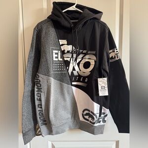 Men’s Small Ecko Unlimited Black, Gray, and White Graphic Hoodie NWT